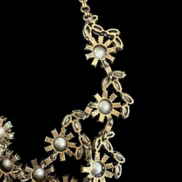 J Crew Czech Glass Crystal Floral Bib Statement Necklace Gold Plated Wedding WOW - Picture 11 of 16